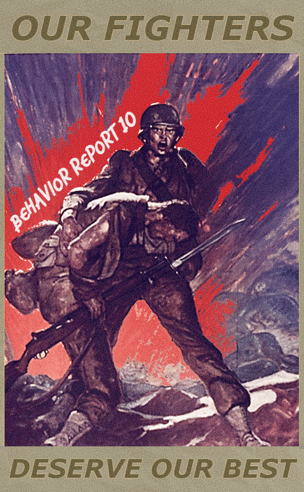 Behavior Report 10 Poster of two American soldiers supporting one another