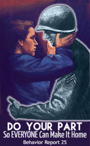 Behavior Report 25 poster of a wife embracing the ghost of her soldier husband.