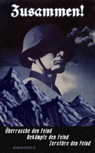 Behavior report 30 poster of a German soldier overlooking a mountain range.